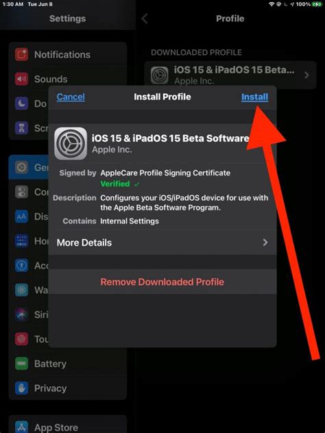 Download iPadOS 15 Beta Profile .